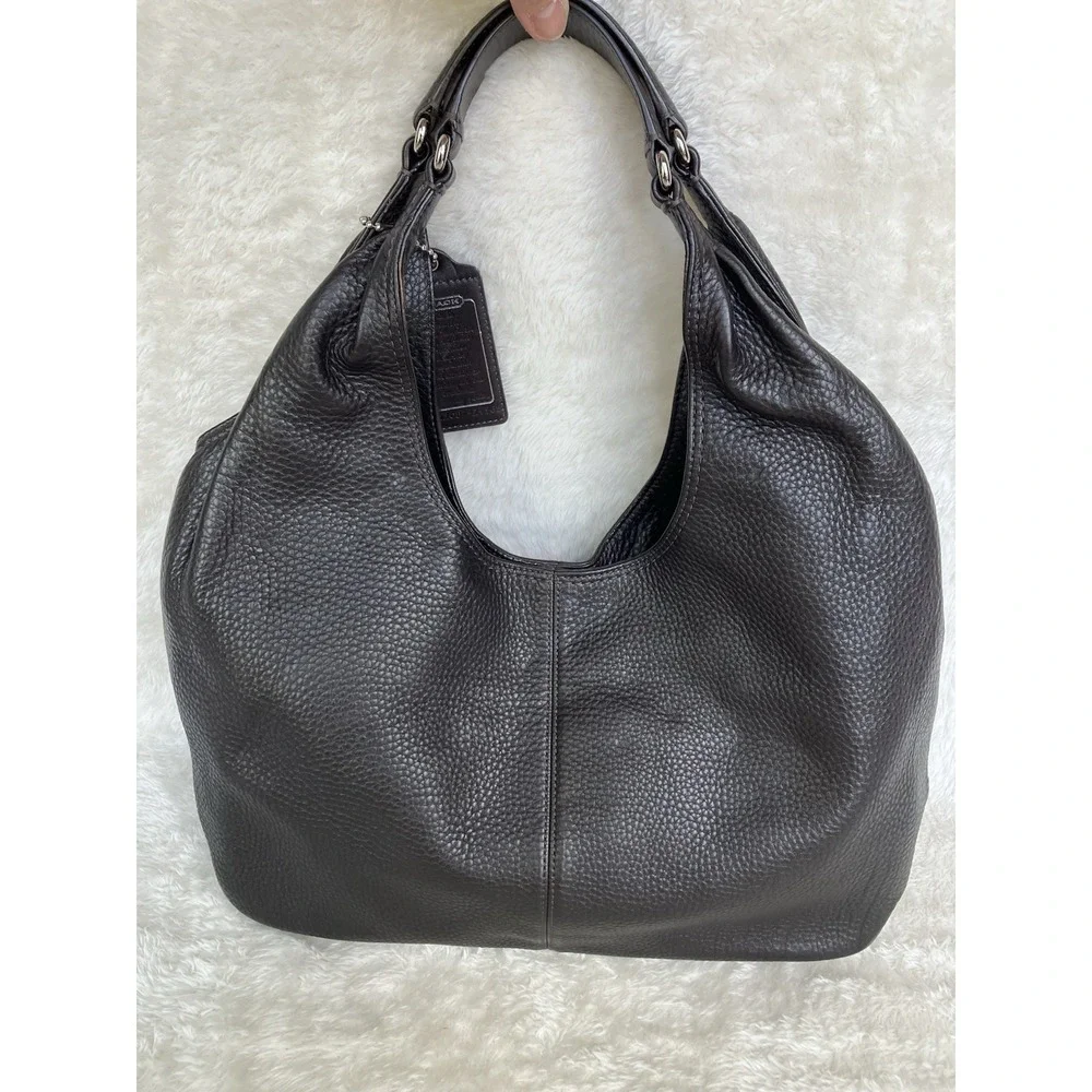 Coach Julia Pebbled Leather Hobo 14968 Dark Brown Looks Black In Low Light